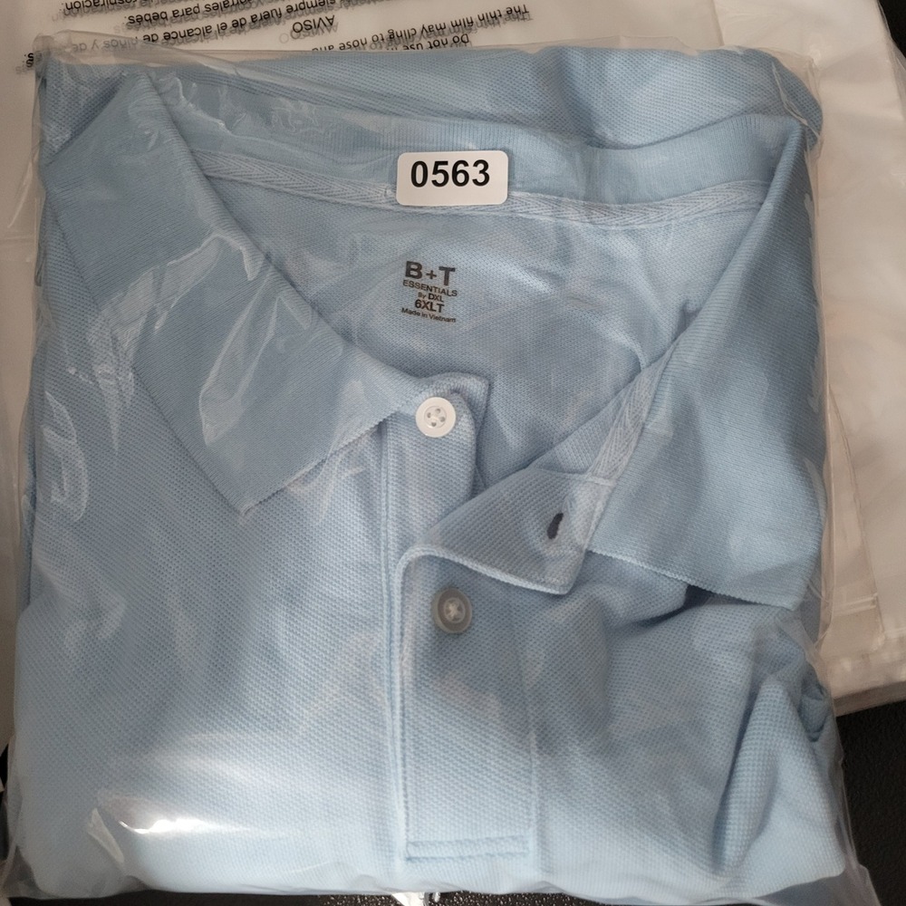 B+T Polo Shirt Mens 4XT Light Blue Short‎ Sleeve Pique Knit Big & Tall Classic - Picture 11 of 12